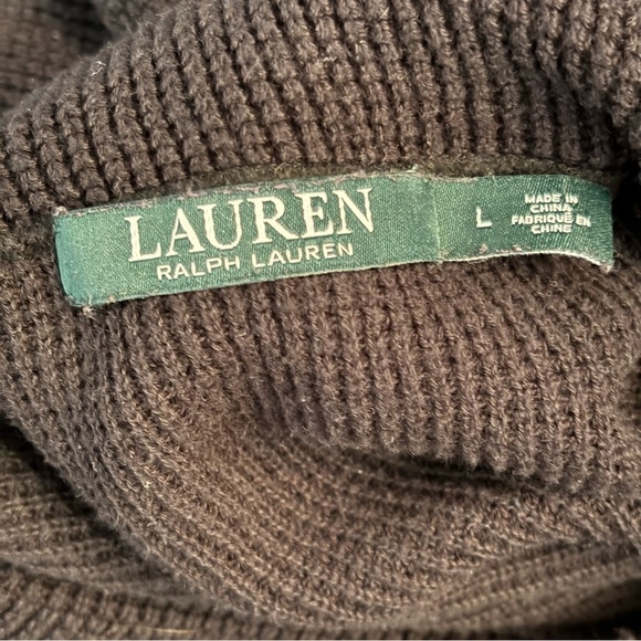 Lauren Ralph Lauren women’s black cowl neck waffle print top shirt size large - Picture 6 of 8